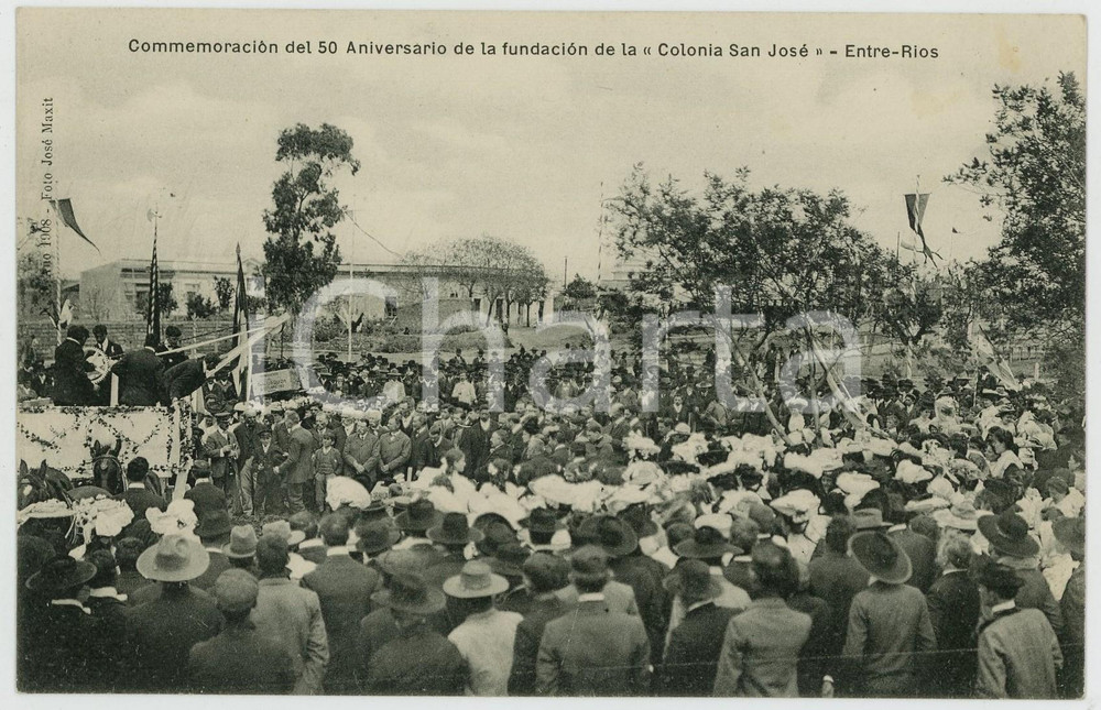 1908 ARGENTINA 50 Aniversario fundación COLONIA SAN JOSÉ - ENTRE RIOS *Tarjeta Cartolina postale d'epoca, commemorativa, non viaggiata.Foto Jos&eacute; Maxit.CONDIZIONI: G FORMATO: FP    originale e autentica 1