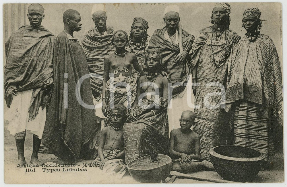 1909 SENEGAL (Afrique Occidentale) Types LAHOBES - Colonial French Postcard Cartolina postale d'epoca, viaggiata.CONDIZIONI: G FORMATO: FP    originale e autentica 1