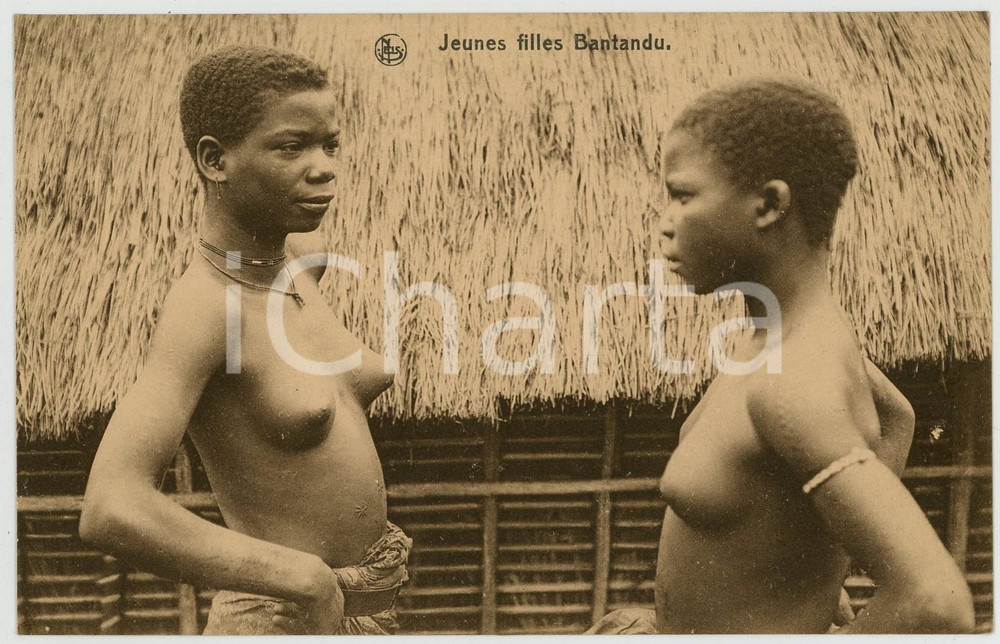 1920 AFRIQUE Jeunes filles BANTANDU - French colonial postcard ETHNIC NUDE Cartolina postale d'epoca, non viaggiata.CONDIZIONI: GFORMATO: FP    originale e autentica 1