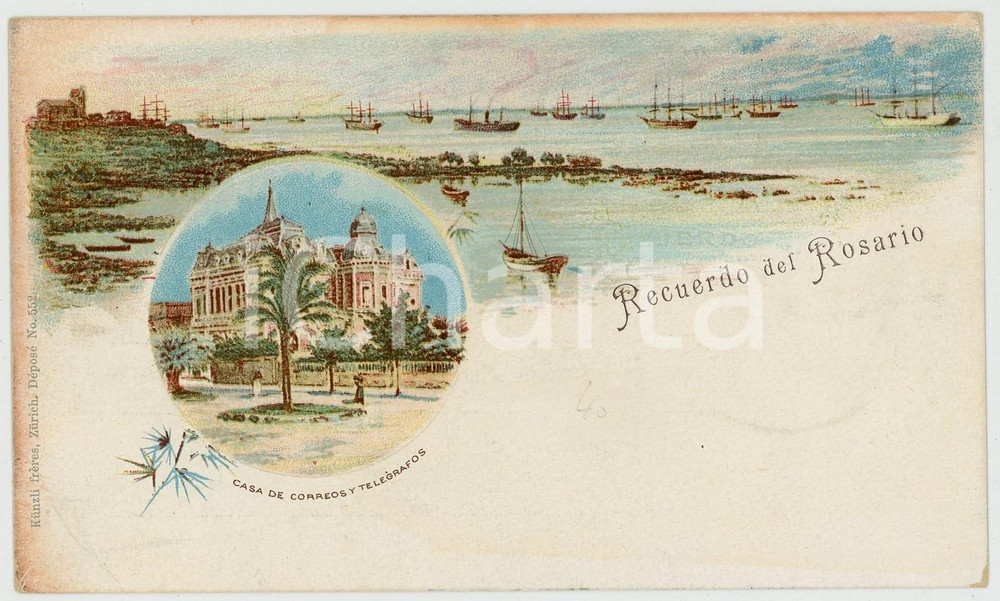 1900 ca ROSARIO - ARGENTINA Casa de correos y telègrafos - Postcard FP NV  Cartolina d'epoca, viaggiata. FAIR/discreto Lievi smussature agli angoli Formato: FP originale e autentica 1