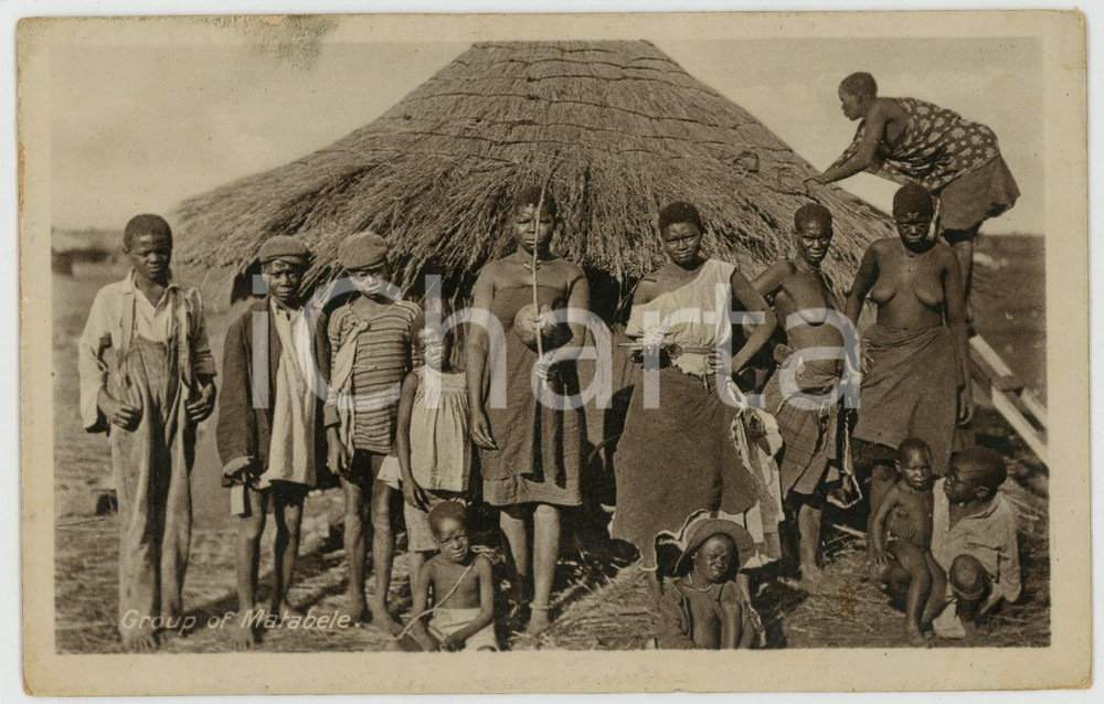 1950 ca AFRICA RHODESIA Group of Matabele - RPPC Postcard TUCK  Cartolina postale d'epoca, non viaggiata.CONDIZIONI: F (macchie al lato superiore)FORMATO: FP    originale e autentica 1