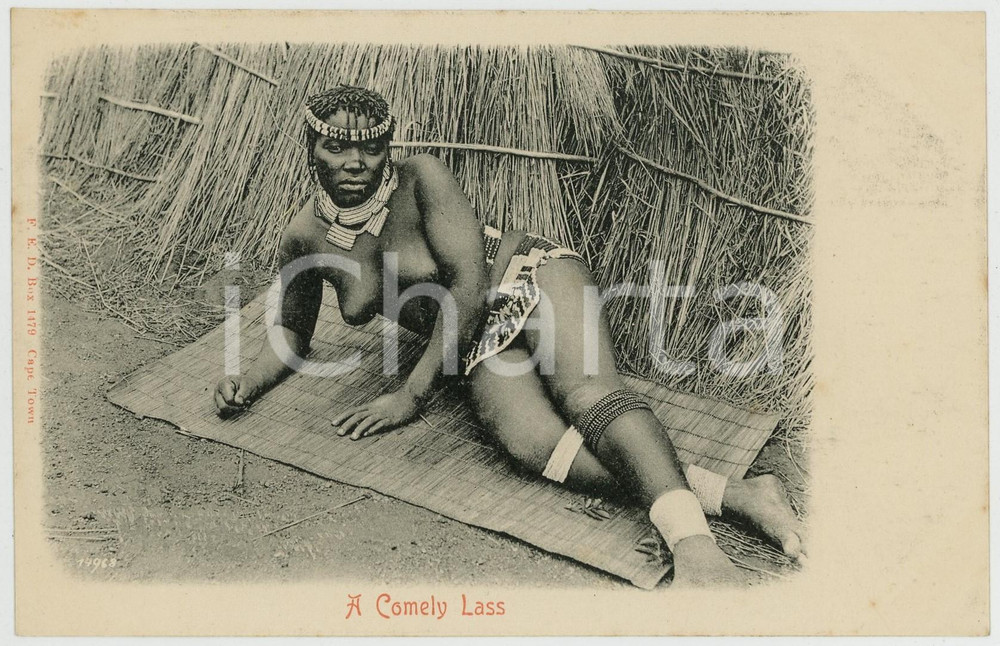 1900 ca SOUTH AFRICA A Comely Lass - Woman - Postcard ETHNIC NUDE Cartolina postale d'epoca, non viaggiata.CONDIZIONI: G FORMATO: FP    originale e autentica 1