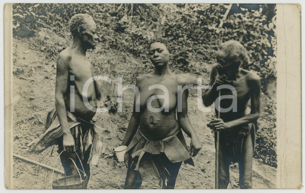 1930 ca CONGO BELGE IndigÃ¨nes MONGO - Photo postcard ETHNIC TYPES  Fotografia d'epoca, in formato cartolina postale.CONDIZIONI: P (piegatura al lato destro)FORMATO: FP    originale e autentica 1