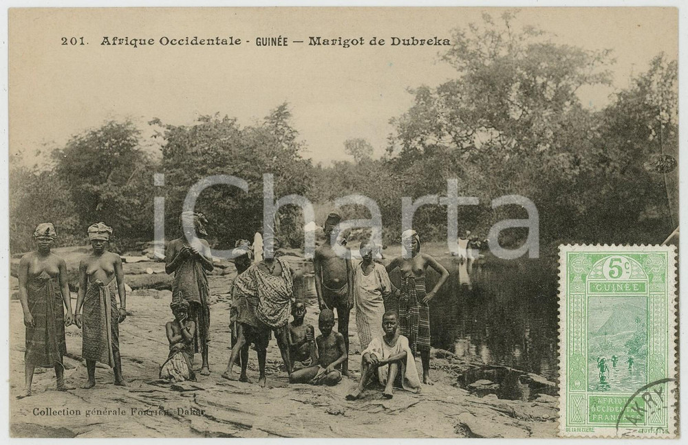 1930 ca AOF - GUINÃ‰E Marigot de Dubreka NU ETHNIQUE Carte postale FP NV  Cartolina postale d'epoca, non viaggiata ma con timbro annullato.CONDIZIONI: GOODFORMATO: FP    originale e autentica 1