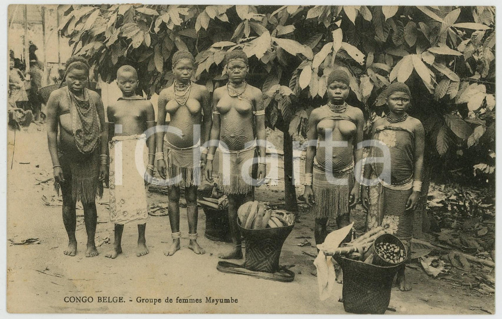 1911 CONGO BELGE Groupe de femmes Mayumbe NU ETHNIQUE Carte postale FP VG  Cartolina postale d'epoca, non viaggiata.CONDIZIONI: GOODFORMATO: FP    originale e autentica 1