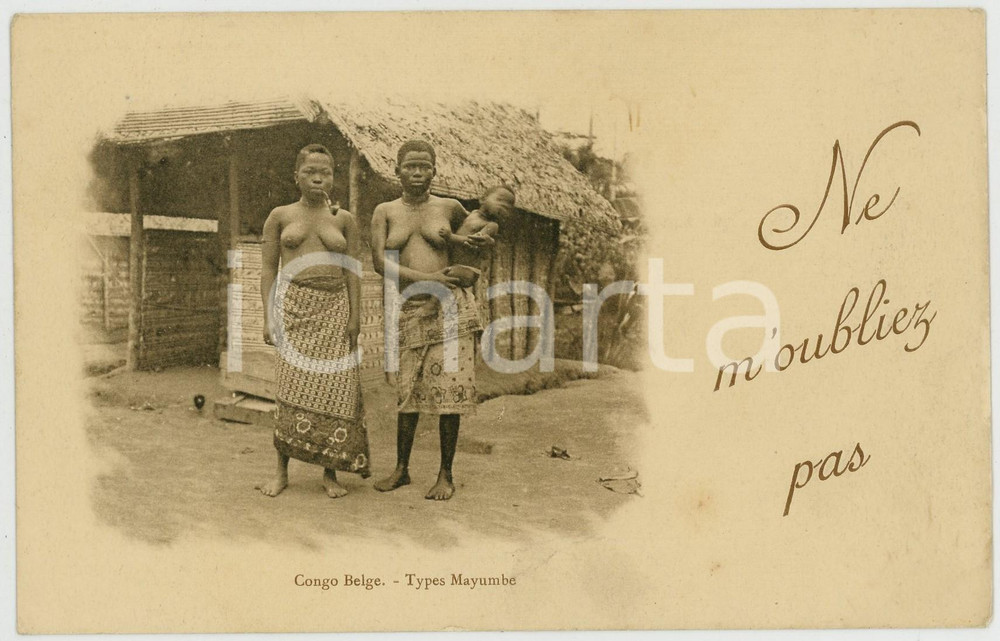 1910 ca CONGO BELGE Types Mayumbe NU ETHNIQUE "Ne m'oubliez pas" - Carte postale  Cartolina postale d'epoca, non viaggiata ma con nota manoscritta al verso.CONDIZIONI: FAIRFORMATO: FP    originale e autentica 1