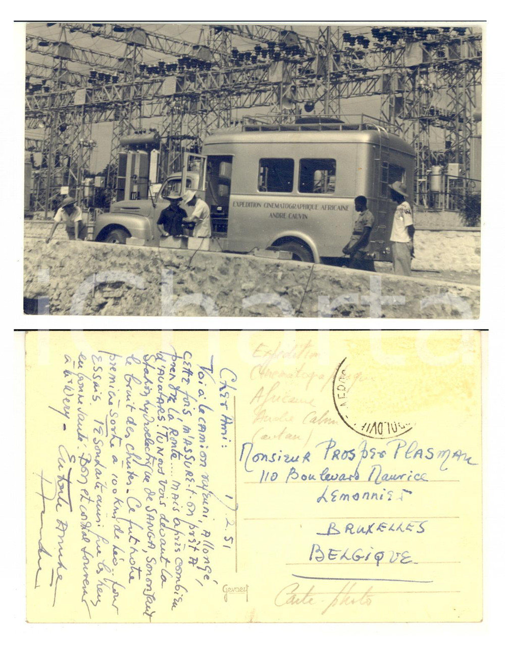 Fotografia d epoca originale 1951 CONGO ExpÃ©dition CinÃ©matografique Africaine  Photo AUTOGRAPHE AndrÃ© CAUVIN 1