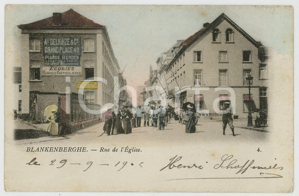 1919 BLANKENBERGE - BELGIQUE Rue de l'église - Carte postale FP VG  Cartolina d'epoca, viaggiata. FAIR/discreto Lievi smussature agli angoli Formato: FP originale e autentica 1