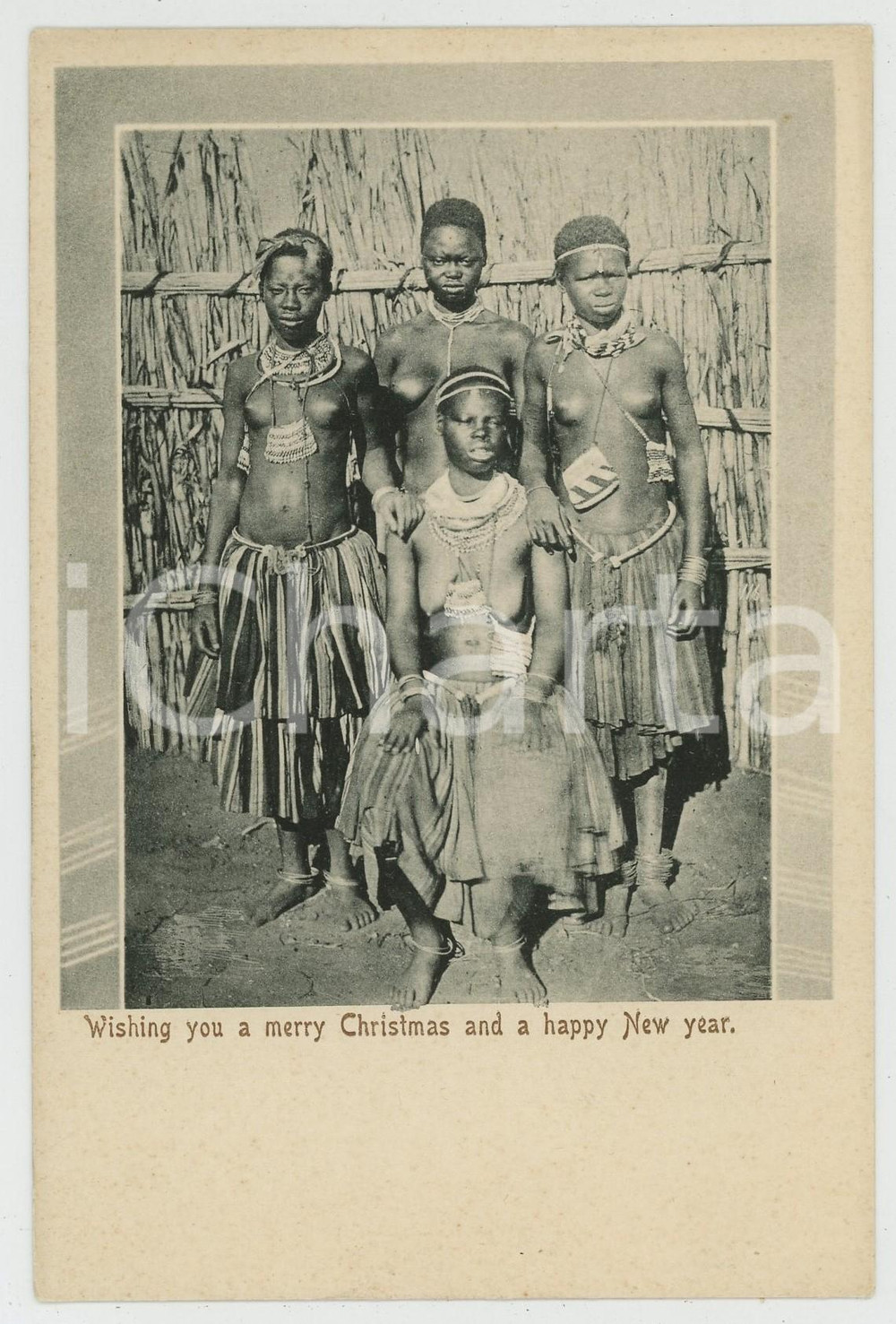 1900 ca SOUTH AFRICA Young women - Christmas postcard ETHNIC NUDE Cartolina postale d'epoca, non viaggiata.CONDIZIONI: GFORMATO: FP    originale e autentica 1