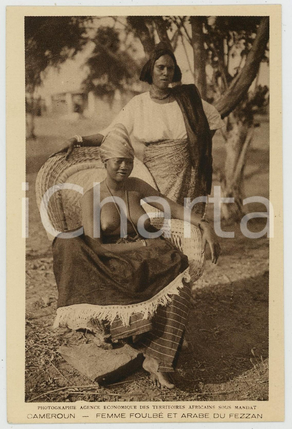 1930 ca CAMEROUN Femme Foulbé et Arabe du Fezzan - Postcard ETHNIC NUDE Cartolina postale d'epoca, non viaggiata.CONDIZIONI: GFORMATO: FP    originale e autentica 1