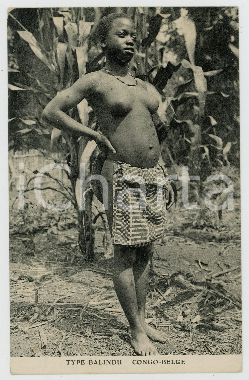 1920 ca CONGO BELGE Type de femme BALINDU - Postcard ETHNIC NUDE Cartolina postale d'epoca, non viaggiata.CONDIZIONI: GFORMATO: 9x14    originale e autentica 1