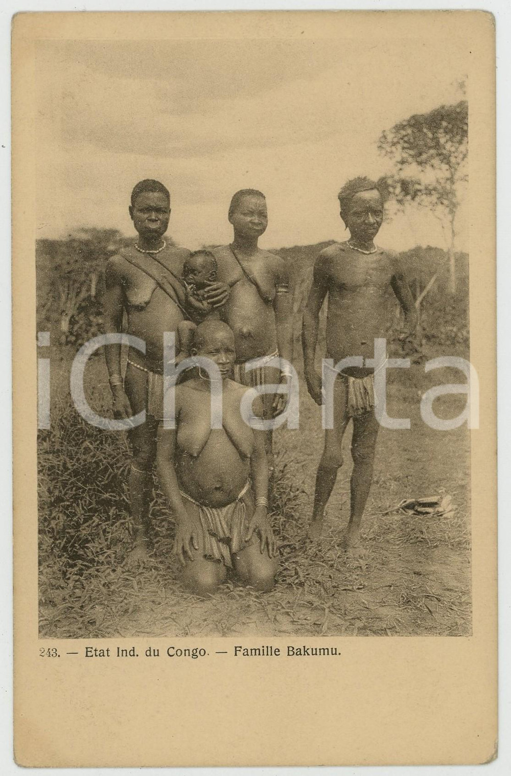 1905 ca État indépendant du CONGO - Famille BAKUMU - Carte postale Cartolina postale d'epoca, non viaggiata.CONDIZIONI: GFORMATO: 9x14 cm    originale e autentica 1
