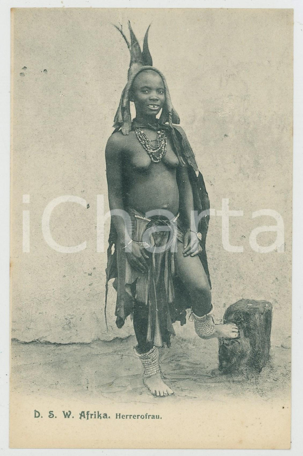 Cartolina originale da collezione 1910 ca SOUTH AFRICA People  Woman HERERO  Postcard ETHNIC NUDE 1