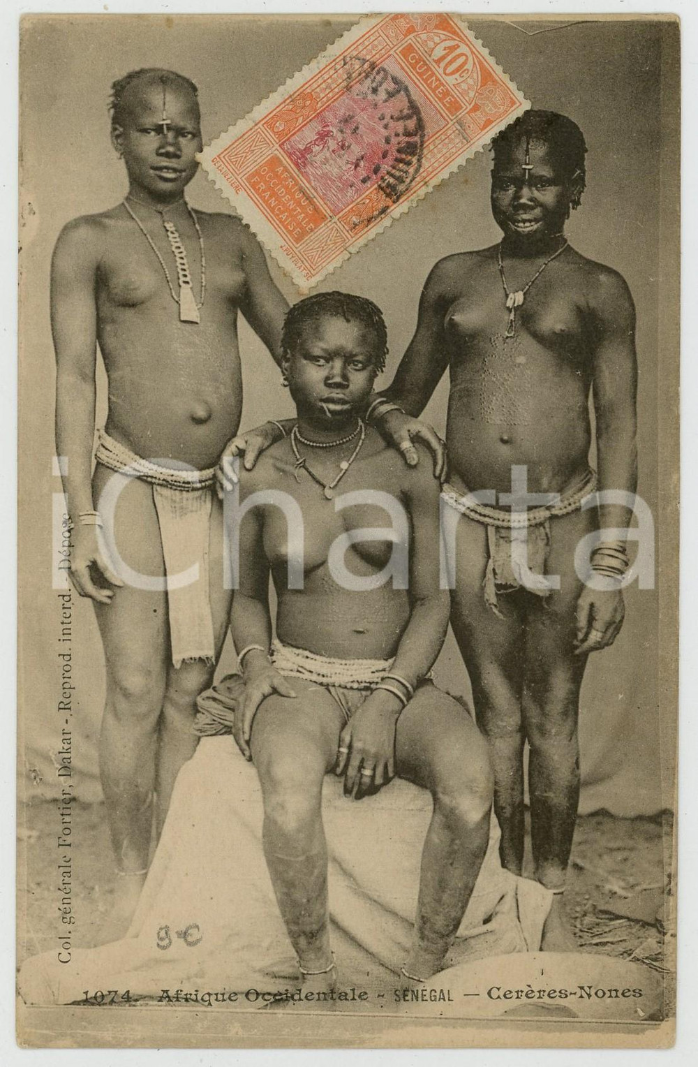 1910 ca AFRIQUE OCCIDENTALE - SENEGAL Cerères-Nones - Postcard ETHNIC NUDE Cartolina postale d'epoca, non viaggiata.Francobollo al recto.CONDIZIONI: GFORMATO: FPEDITORE: Fortier - Dakar    originale e autentica 1