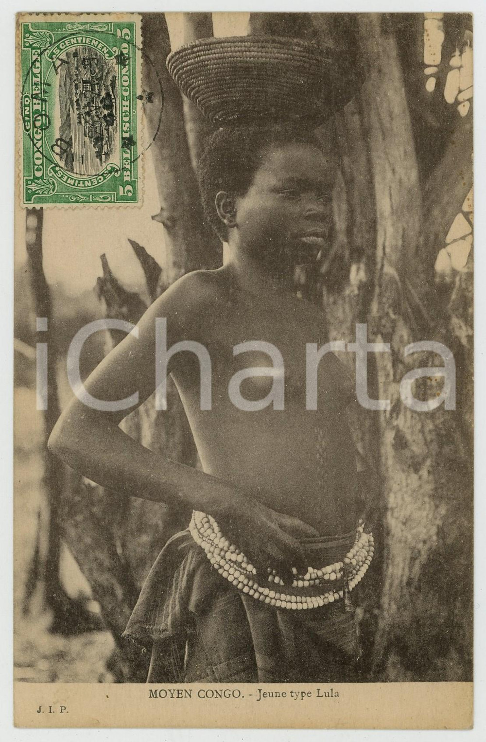1921 MOYEN - CONGO Jeune type Lula NU ETHNIQUE Carte Postale FP VG  Cartolina postale d'epoca, viaggiata.CONDIZIONI: FAIRFORMATO: FP    originale e autentica 1