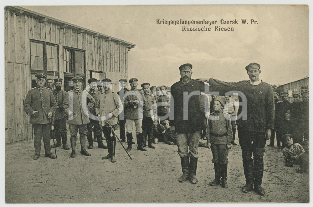 1915 ca GERMAN POW Camp - Kriegsgefangenenlager CZERSK W.-Pr. Russische Riesen  Cartolina postale d'epoca, non viaggiata.CONDIZIONI: GFORMATO: FP    originale e autentica 1