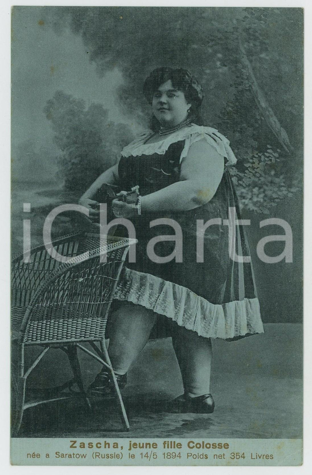 1910 ca CIRCUS FREAKS RUSSIA Zascha, jeune fille Colosse - Postcard  Cartolina postale d'epoca, non viaggiata.Timbro al verso: Luna ParkCONDIZIONI: GFORMATO: FP    originale e autentica 1