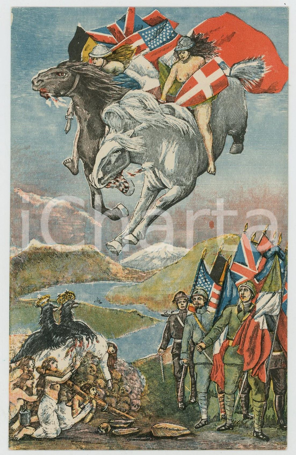 1919 WW1 ITALIA Ricordo della Guerra Europea - Cartolina ILLUSTRATA  Cartolina postale d'epoca, non viaggiata.CONDIZIONI: GFORMATO: FP    originale e autentica 1