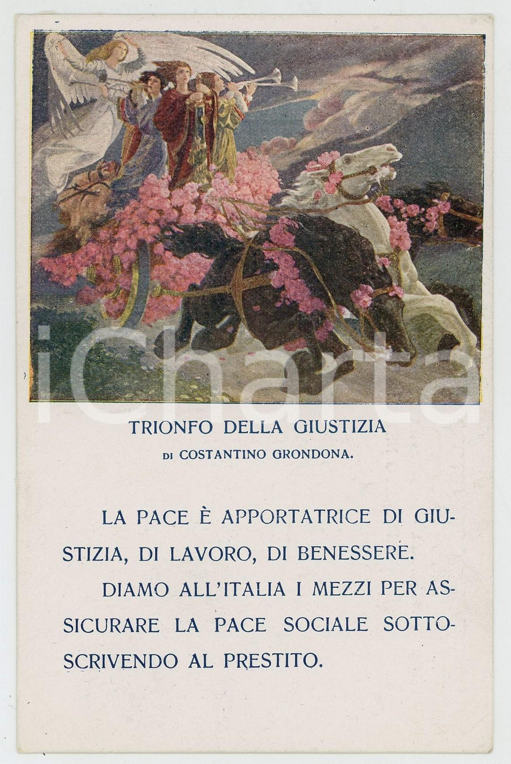 1918 WW1 VI Prestito Nazionale - GRONDONA Trionfo della Giustizia - Cartolina Cartolina postale d'epoca, non viaggiata.CONDIZIONI: GFORMATO: 9x14 cm    originale e autentica 1
