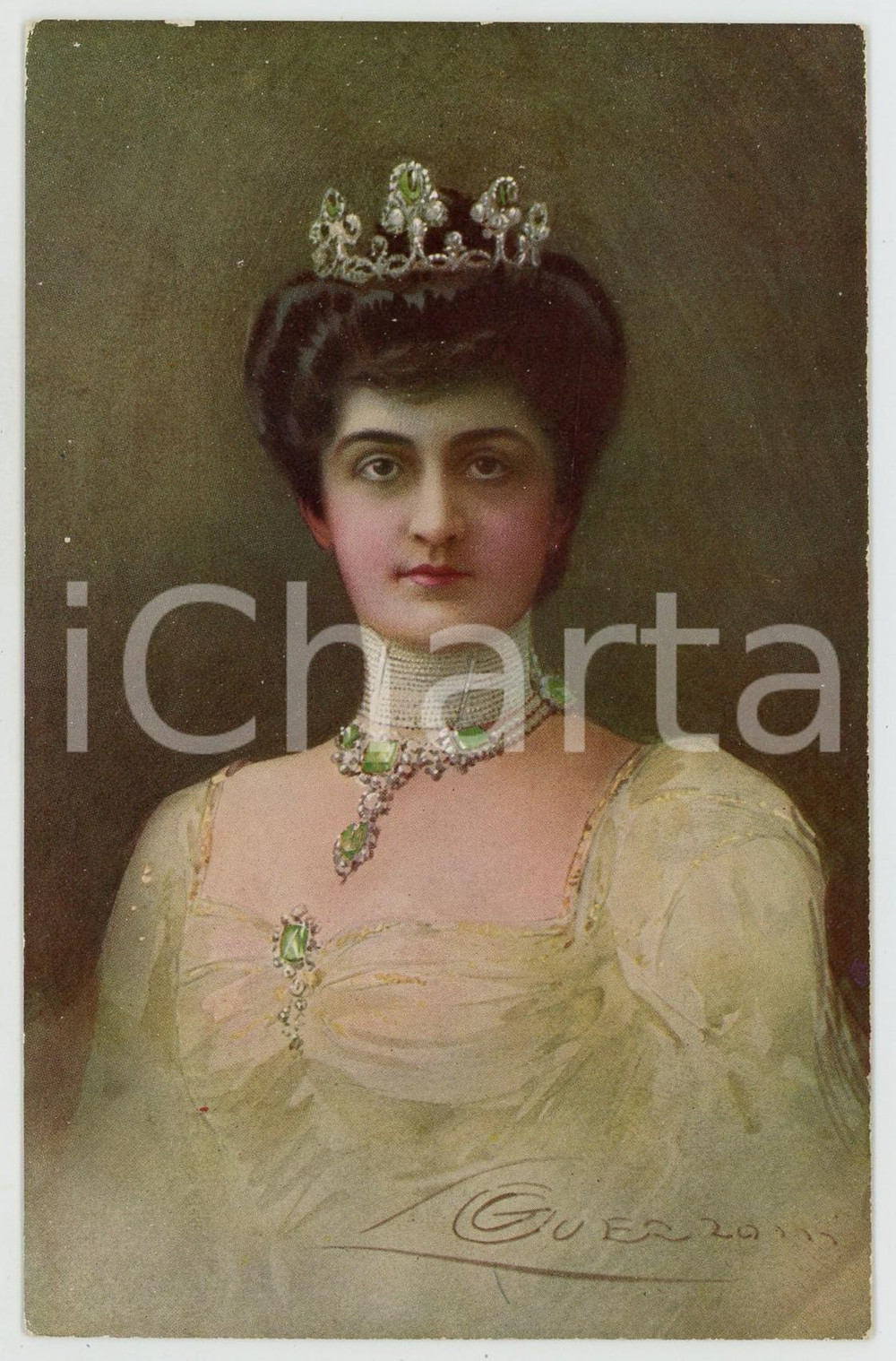 1910 ca CASA SAVOIA Regina Elena d'Italia - Cartolina dis. GUERZONI  Cartolina postale d'epoca, non viaggiata.CONDIZIONI: G (minime abrasioni marginali)FORMATO: FP    originale e autentica 1