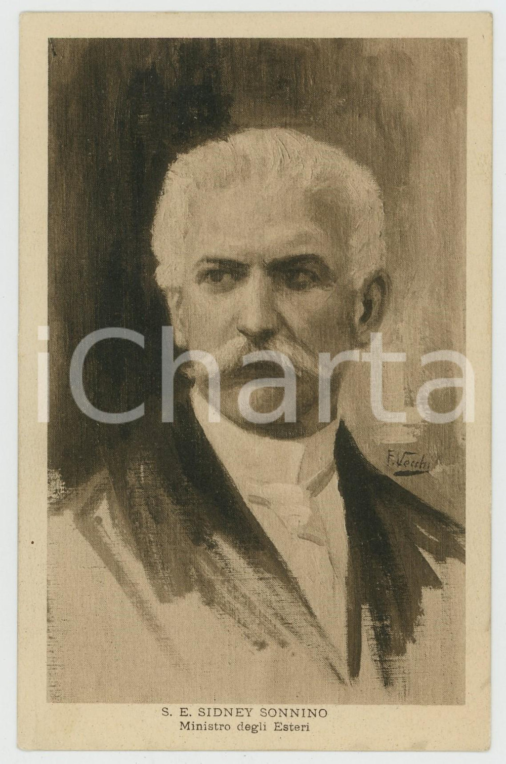 1915 ca WW1 Artista F. VECCHI Sidney SONNINO Ritratto - Cartolina FP NV  Cartolina postale d'epoca, viaggiata. GOOD/buono  Formato: FP originale e autentica 1