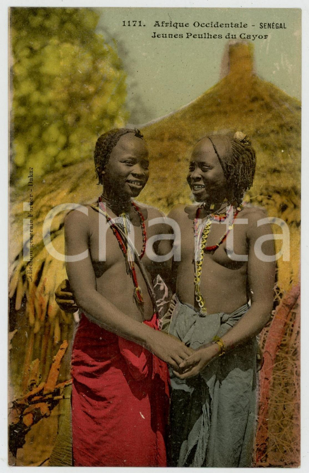 1920ca SENEGAL Jeunes peulhes du Cayon NU ETHNIQUE Carte postale FP NV  Cartolina postale d'epoca, non viaggiata.CONDIZIONI: FAIRFORMATO: FP    originale e autentica 1