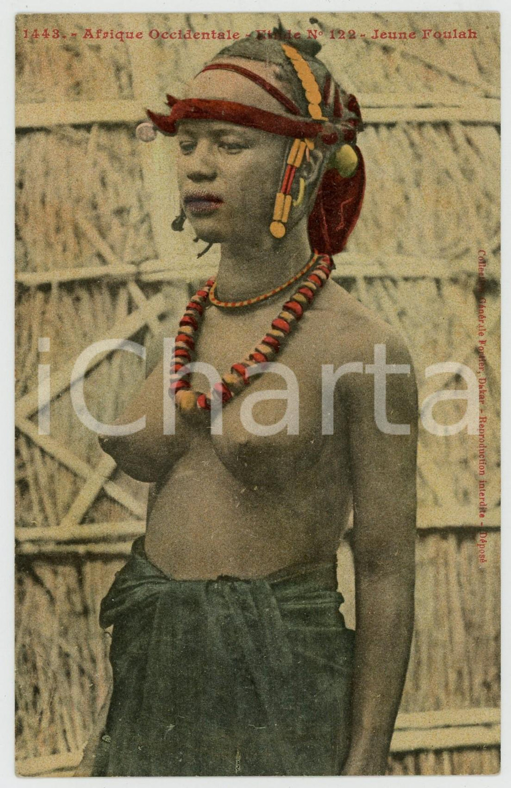 1920ca AFRIQUE OCCIDENTALE Jeune Foulah NU ETHNIQUE Carte postale FP NV  Cartolina postale d'epoca, non viaggiata.CONDIZIONI: FAIRFORMATO: FP    originale e autentica 1