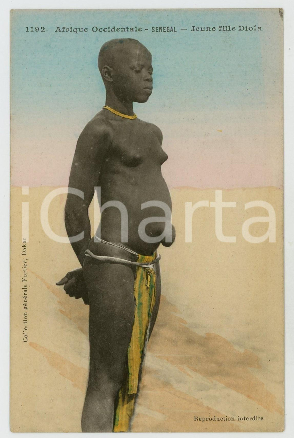 1920ca SENEGAL Jeune fille Diola NU ETHNIQUE Carte postale FP NV  Cartolina postale d'epoca, non viaggiata.CONDIZIONI: FAIRFORMATO: FP    originale e autentica 1