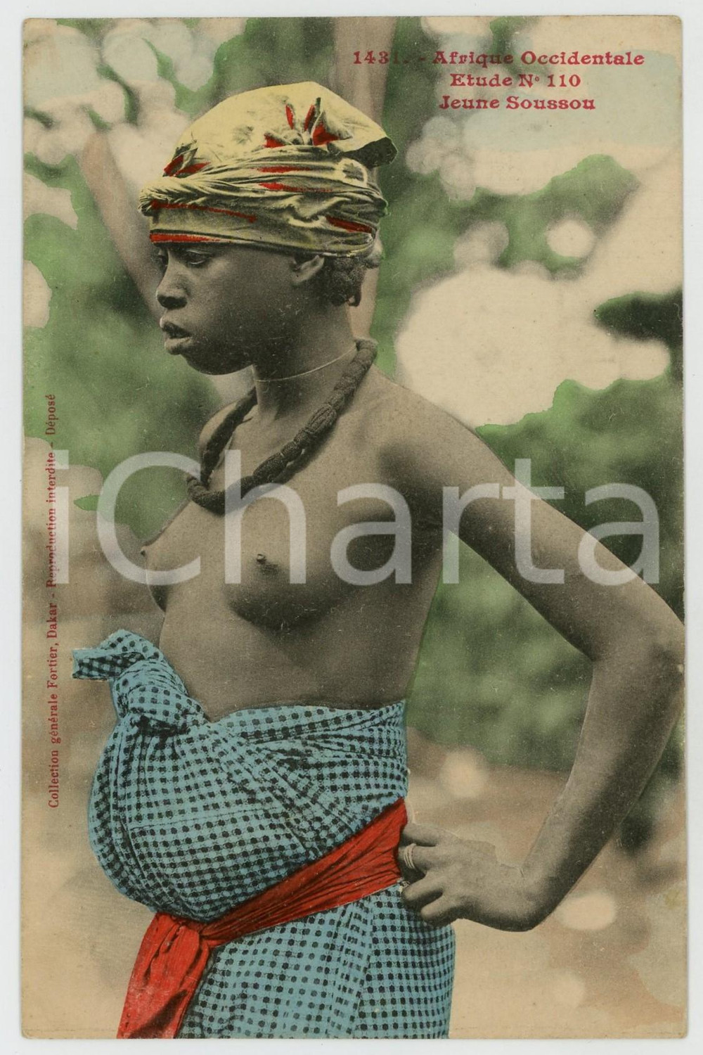 1920ca AFRIQUE OCCIDENTALE Jeune Soussou - Etude n.110 NU ETHNIQUE Carte postale  Cartolina postale d'epoca, non viaggiata.CONDIZIONI: FAIRFORMATO: FP    originale e autentica 1
