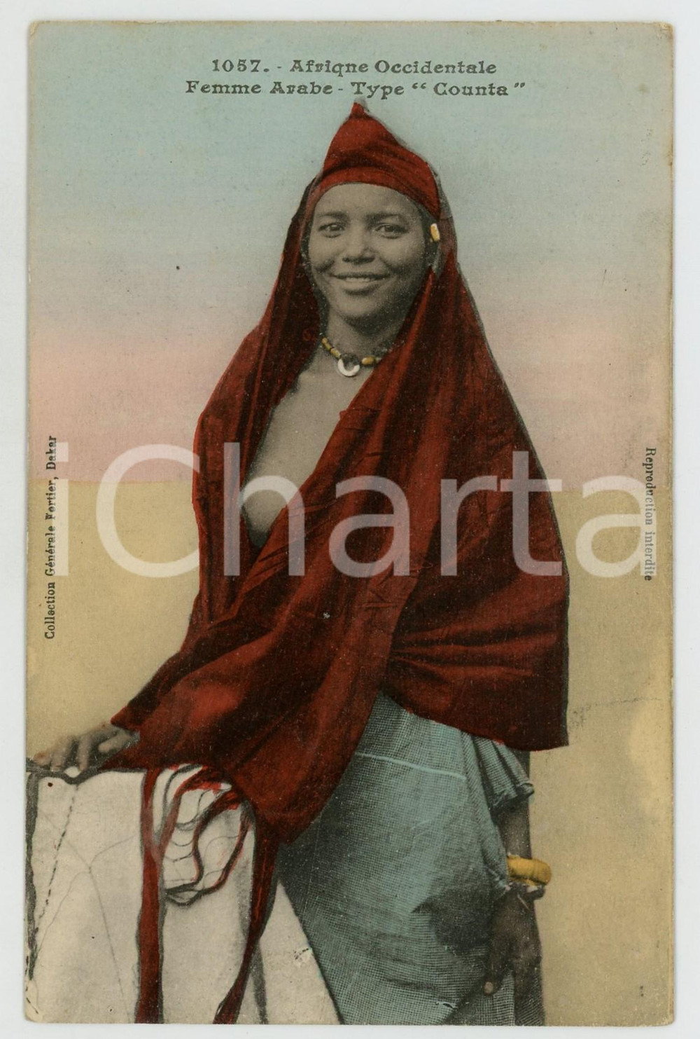 1923 AFRIQUE OCCIDENTALE Femme Arabe - Type Counta NU ETHNIQUE Carte postale FP  Cartolina postale d'epoca, viaggiata.EDITORE: Collection G&eacute;n&eacute;rale Fortier, DakarCONDIZIONI: FAIRFORMATO: FP    originale e autentica 1
