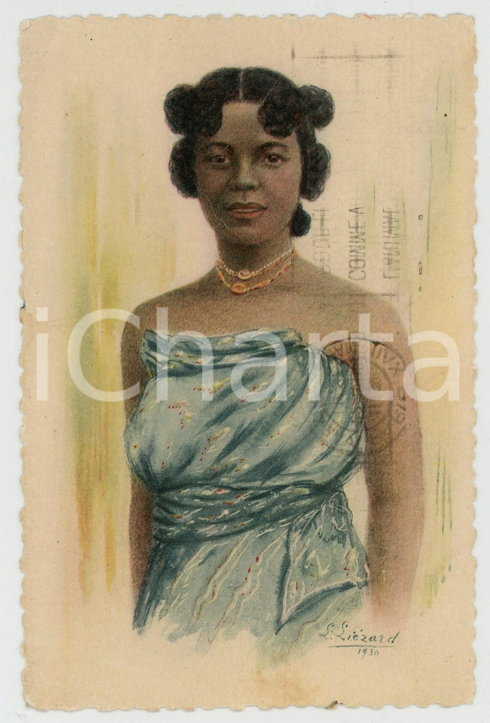 1931 MADAGASCAR Femme Malgache NU ETHNIQUE Ill. LIEZARD Carte postale FP VG  Cartolina postale d'epoca, viaggiata.Realizzata per l'Exposition coloniale intarnationale de Paris 1931.EDITORE: Les Editions d'Art Yvon, ParisCONDIZIONI: FAIR (piegatura all'angolo inferiore sinistro)FORMATO: FP    originale e autentica 1