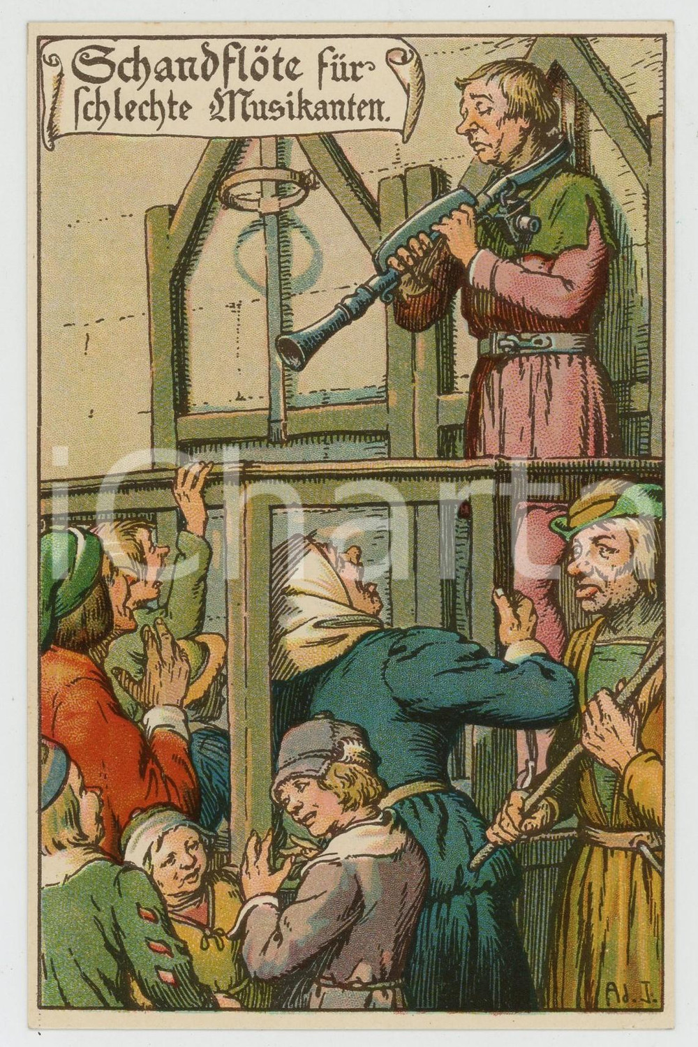 1920 ca GERMANY - TORTURE Schandflöte für schlechte musikanten - Postcard FP NV  Cartolina postale d'epoca, non viaggiata. FAIR/discreto Lievi smussature agli angoli Formato: FP originale e autentica 1