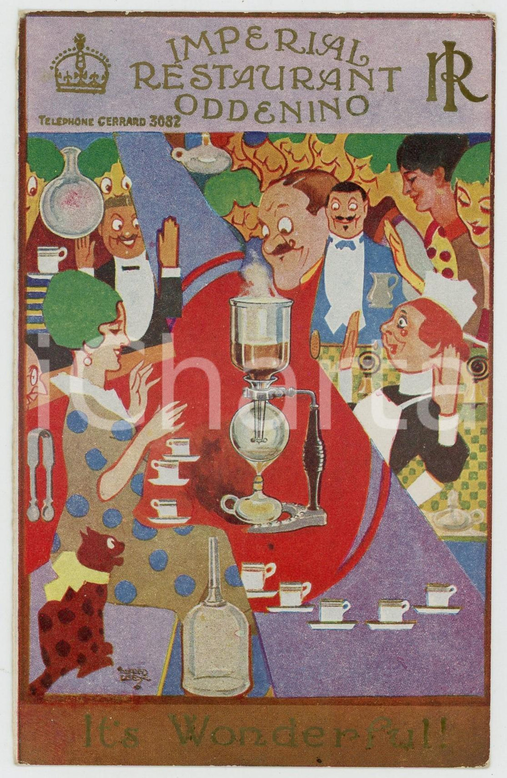 1920 ca LONDON Imperial Restaurant - ODDENINO - It's wonderful! *Postcard  Cartolina postale d'epoca, pubblicitaria, non viaggiata.CONDIZIONI: GFORMATO: FP    originale e autentica 1
