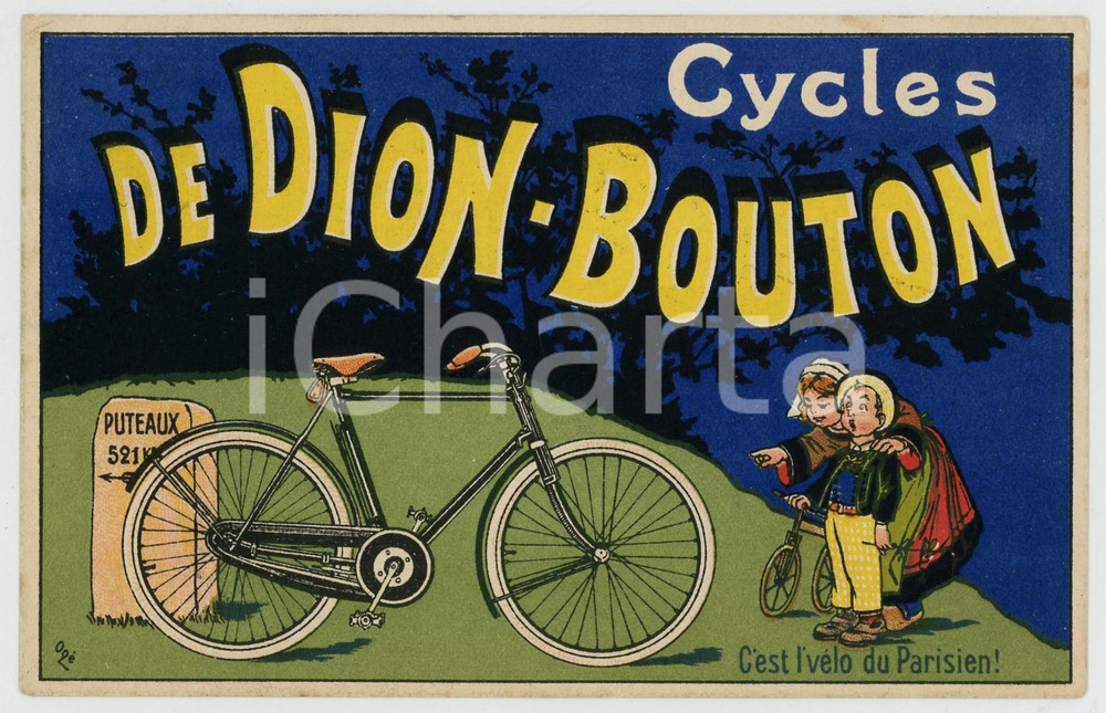 1911 FRANCE Cycles de DION-BOUTON Le vélo des Parisiens - Postcard  Cartolina postale d'epoca, illustrata a colori,  viaggiata. GOOD/buono  Formato: 14x9 cm originale e autentica 1