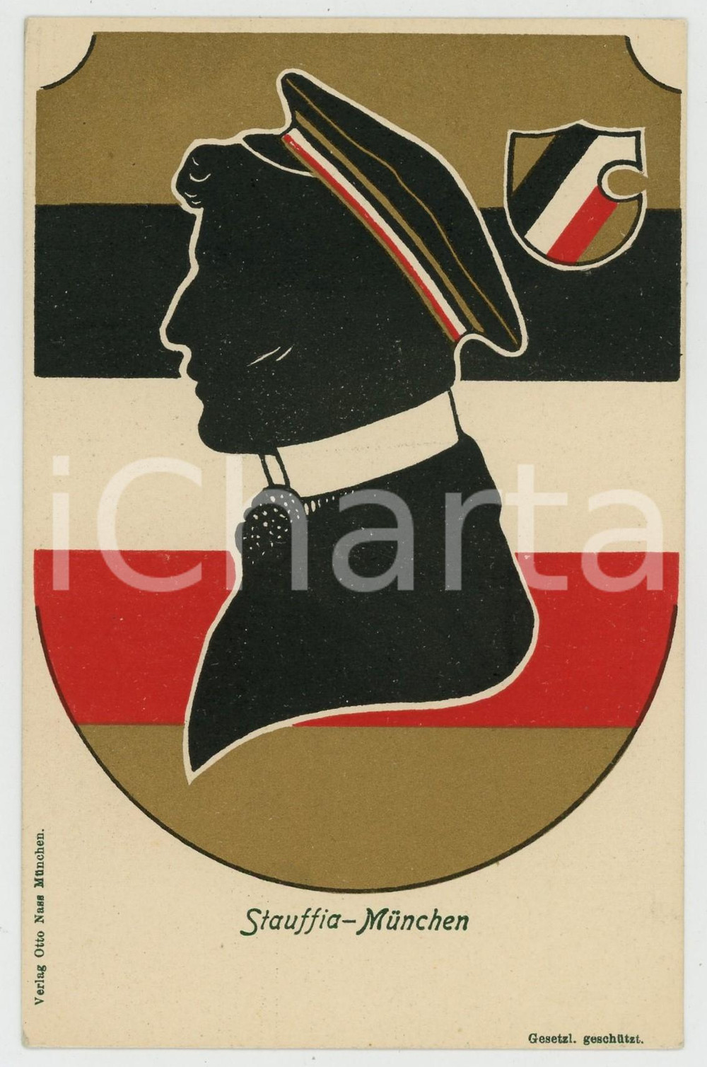 1900 ca GERMANY - Corps STAUFFIA - MUNCHEN Studentenverbindung *Postcard  Cartolina postale d'epoca, illustrata a colori, non viaggiata. GOOD/buono  Formato: 9x14 cm originale e autentica 1