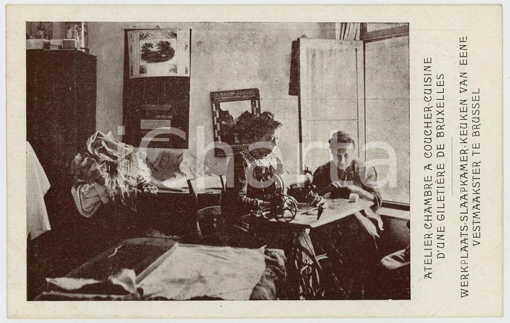 1910 BRUXELLES Exposition universelle - Atelier d'une giletière ^Carte postale  Cartolina postale d'epoca, non viaggiata. GOOD/buono  Formato: 14x9 cm originale e autentica 1