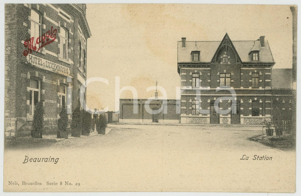 1900 ca BEAURAING - BELGIQUE La Station AROME MAGGI Carte postale FP NV  Cartolina d'epoca, non viaggiata. FAIR/discreto Lievi smussature agli angoli Formato: FP originale e autentica 1