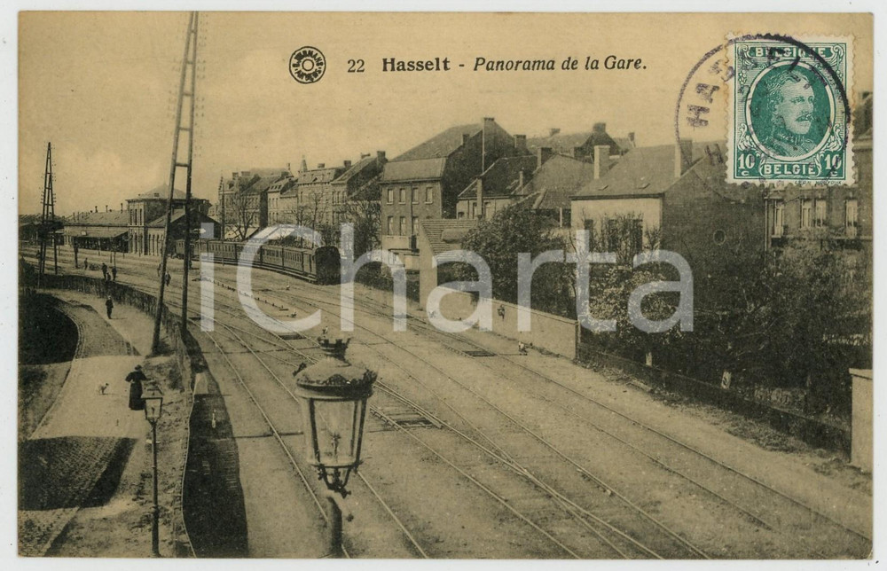 1924 HASSELT - BELGIQUE Panorama de la Gare - Carte postale FP VG  Cartolina d'epoca, viaggiata. FAIR/discreto Lievi smussature agli angoli Formato: FP originale e autentica 1