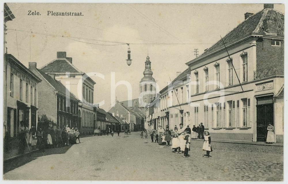 1911 ZELE - BELGIQUE Plezantstraat - Carte postale FP VG  Cartolina d'epoca, viaggiata. FAIR/discreto Lievi smussature agli angoli, piegatura all'angolo superiore sinistro Formato: FP originale e autentica 1