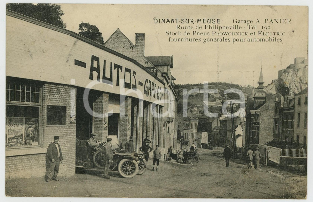1911 DINANT-SUR-MEUSE (BELGIQUE) Garage A. PANIER - Carte postale FP VG  Cartolina postale d'epoca, viaggiata.CONDIZIONI: VERY POOR (Profonda piegatura lungo il margine destro)FORMATO: FP    originale e autentica 1