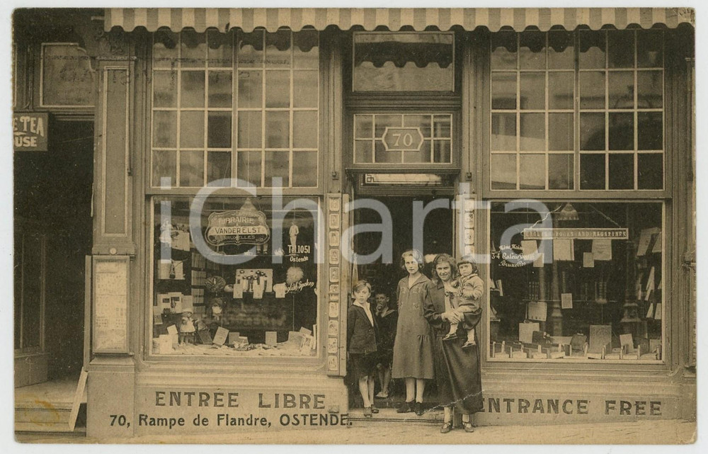 1910 ca OSTENDE Librairie VAN DER ELST - Rampe de Flandre - Carte postale ANIMEE Cartolina postale d'epoca, viaggiata.FORMATO: FPCONDIZIONI: G    originale e autentica 1