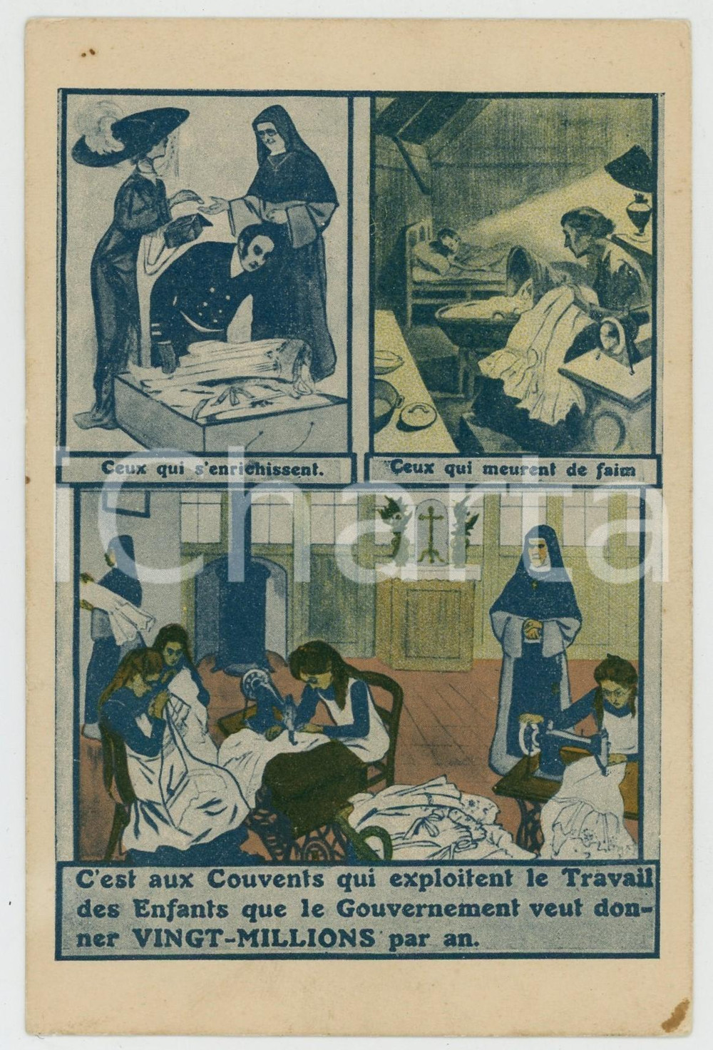1940 ca BELGIQUE Couvents qui exploitent le travail des enfants - Carte postale  Cartolina postale d'epoca, non viaggiata.CONDIZIONI: FAIR (smussature agli angoli)FORMATO: FP    originale e autentica 1