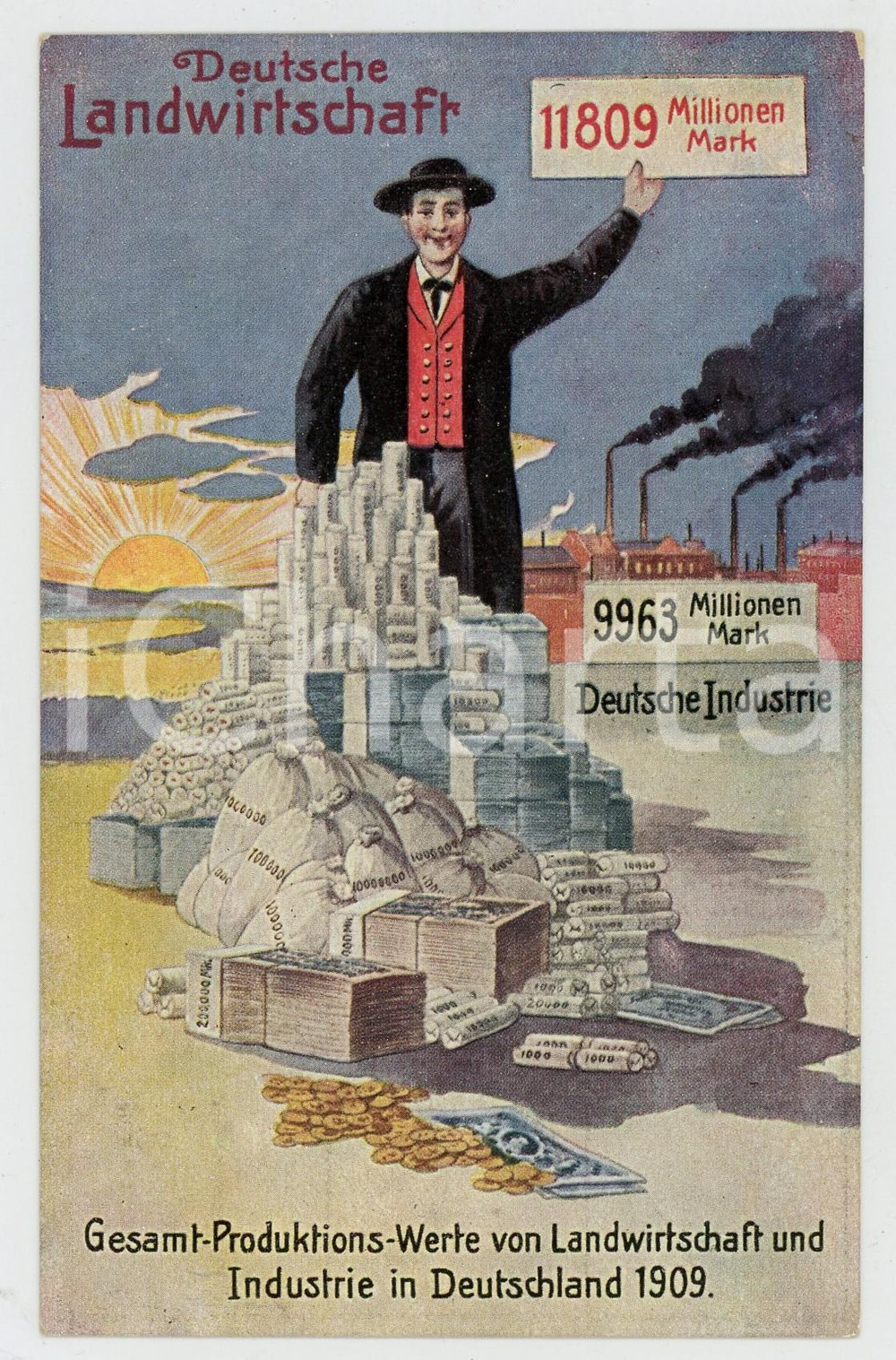 1910 ca GERMANY Gesamt-produktionswerte von Deutsche landwirtschaft - Postcard  Cartolina postale d'epoca, non viaggiata. FAIR/discreto Lievi smussature agli angoli Formato: FP originale e autentica 1