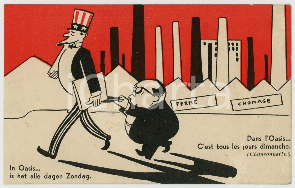 Cartolina originale da collezione 1910 ca BELGIQUE Parti Communiste  Dans l Oasis  Carte postale ILLUSTRÃ‰E FP NV 1