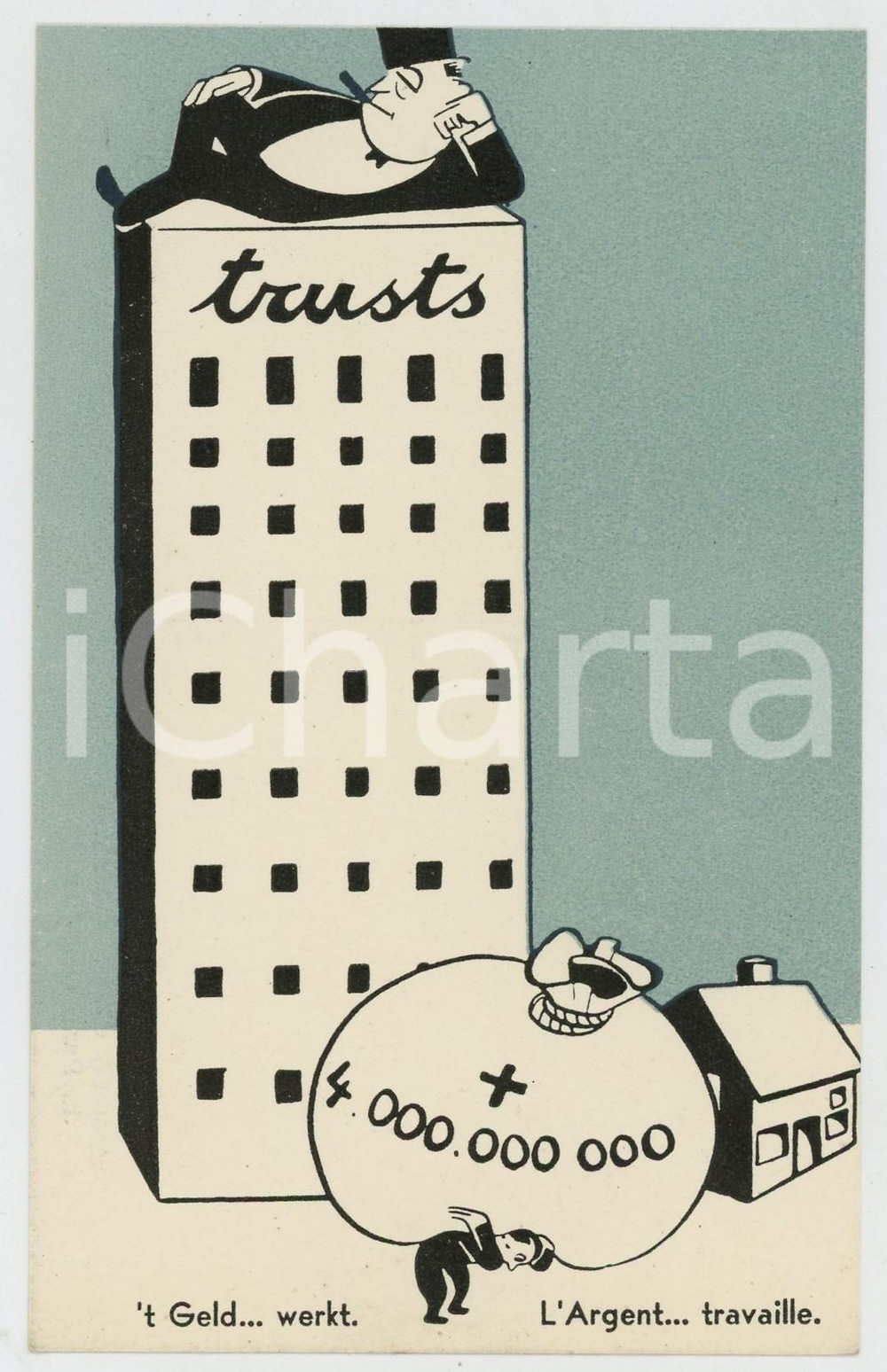 1910 ca BELGIQUE Parti Communiste - L'argent...travaille - Carte postale FP NV  Cartolina postale d'epoca, non viaggiata.CONDIZIONI: FAIRFORMATO: FP    originale e autentica 1