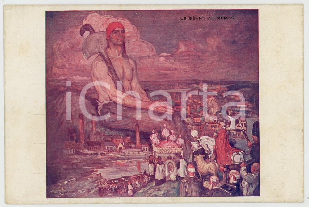 1910 ca Artiste Fernand ALLARD L'OLIVIER Le géant au repos - Cartolina FP NV  Cartolina postale d'epoca, non viaggiata. GOOD/buono  Formato: 14x9 cm originale e autentica 1