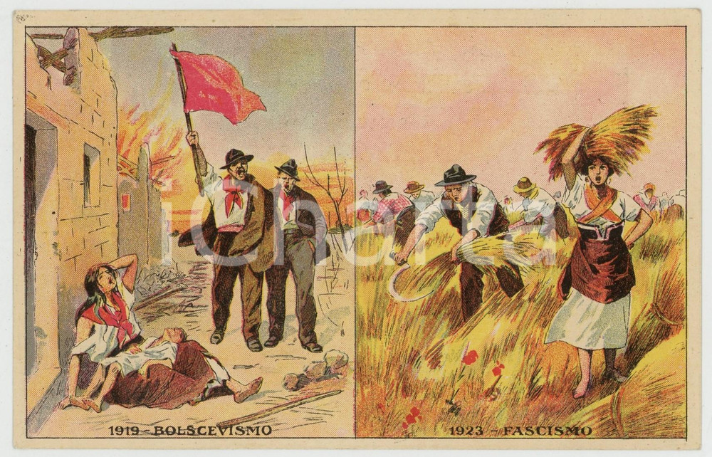 1924 PNF Elezioni politiche - Bolscevismo vs. Fascismo - Cartolina ILLUSTRATA FP  Cartolina postale d'epoca, non viaggiata.CONDIZIONI: FAIRFORMATO: FP    originale e autentica 1