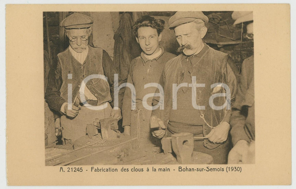 1960 ca BOHAN-SUR-SEMOIS Fabrication des clous à la main (1930) Carte postale FP  Cartolina postale d'epoca, non viaggiata.EDITORE: Mus&eacute;e de la Vie Wallonne, Li&egrave;geCONDIZIONI: GFORMATO: FP    originale e autentica 1