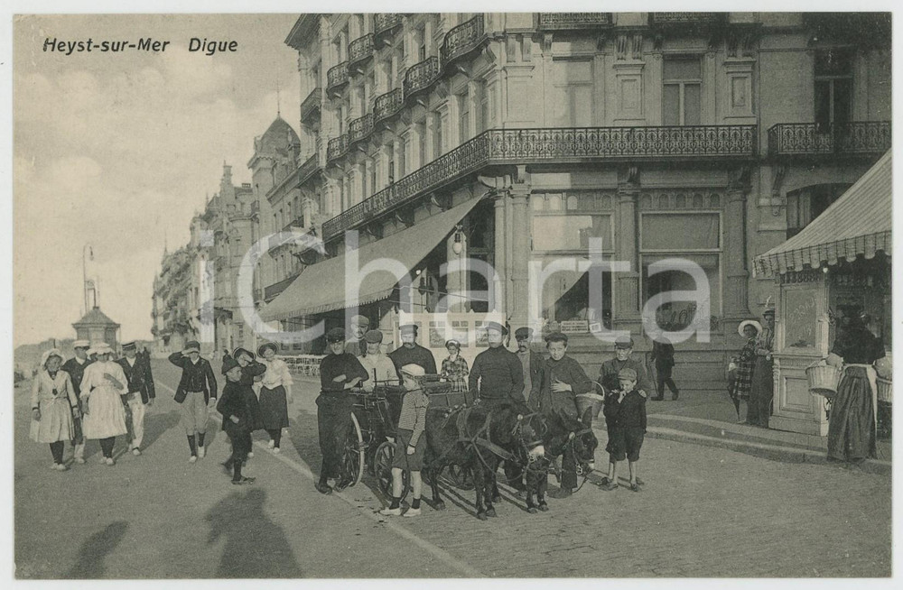 1910 ca HEYST-SUR-MER (BELGIQUE) Digue - Carte postale ANIMEE enfants CPA  Cartolina postale d'epoca, non viaggiata.CONDIZIONI: GFORMATO: FP    originale e autentica 1