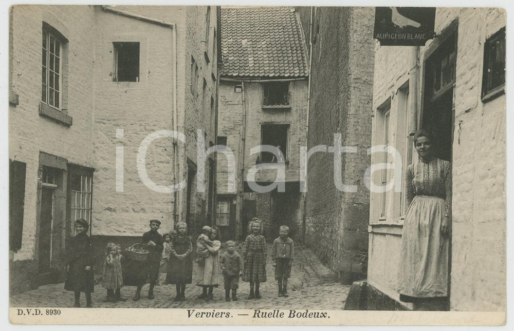 1903 VERVIERS (BELGIQUE) Ruelle Bodeux - Carte postale ANIMEE enfants CPA  Cartolina postale d'epoca, viaggiata.CONDIZIONI: F (piccola piegatura angolare)FORMATO: FP    originale e autentica 1